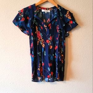 Sea blue floral top